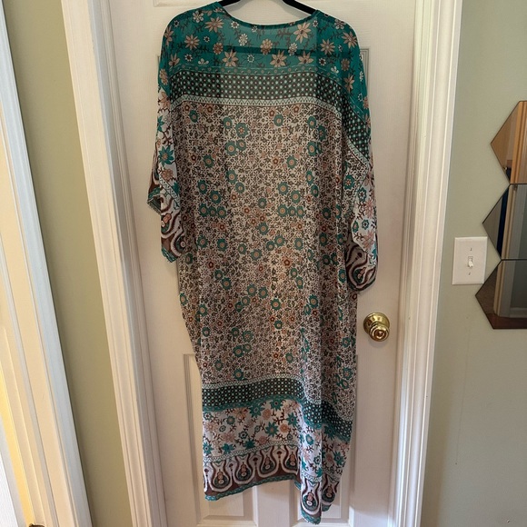 Beautiful Teal & Brown Kimono - Picture 3 of 5
